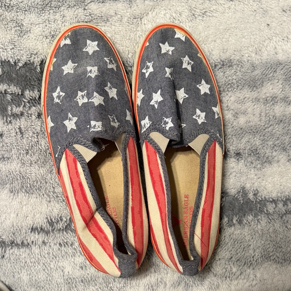 American Eagle Outfitters Star and Stripe Flats - Gray and Red